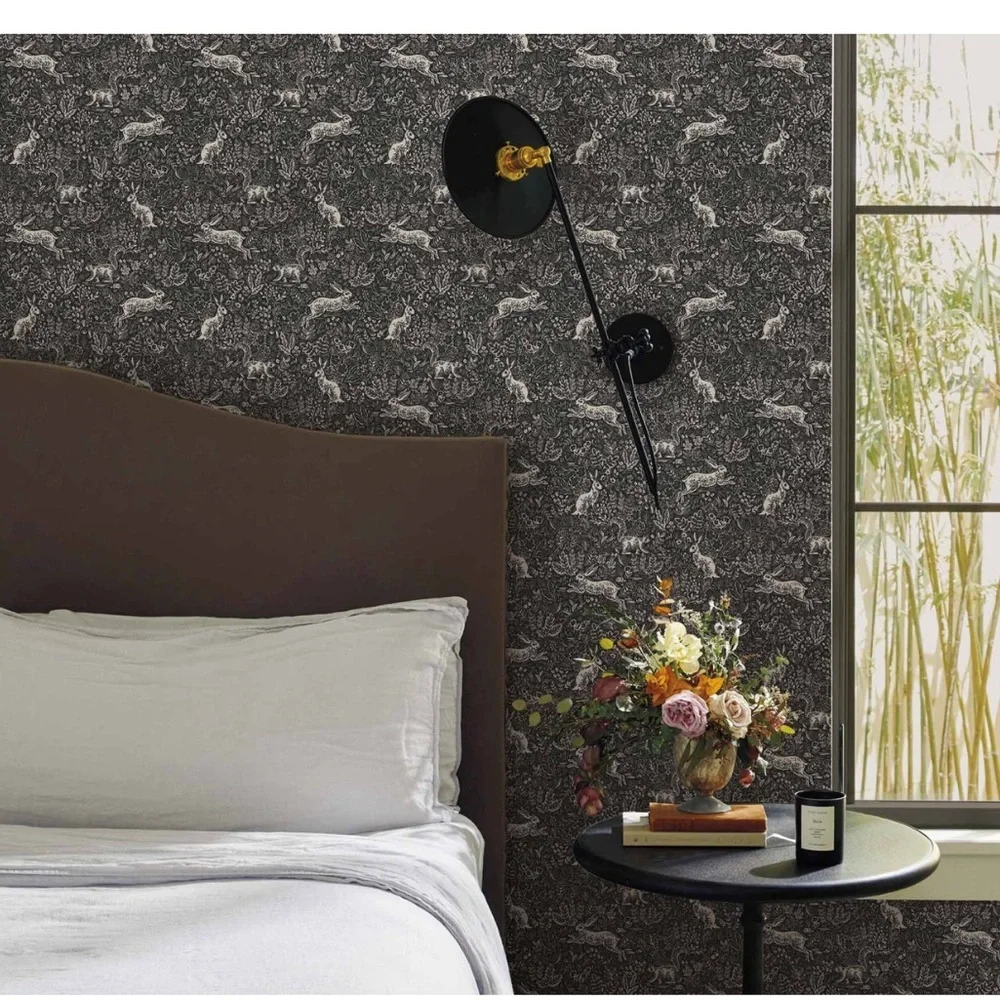 Rifle Paper Co. Fable print in Black and White Wallpaper